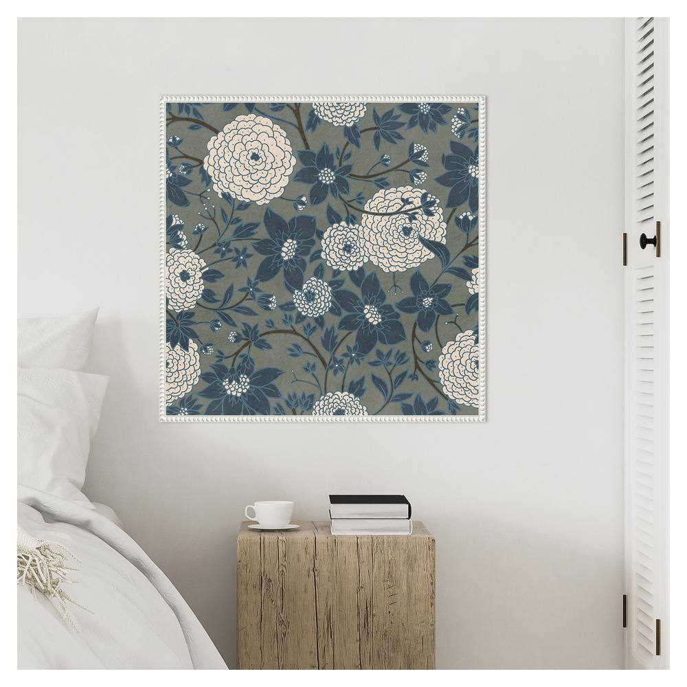 30"x30" White and Grey Abstract Floral Canvas Print