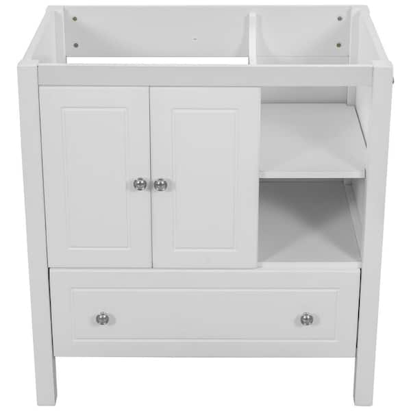 JUJABU 30 in. Bath Vanity Cabinet without Top with Doors and Drawers in White