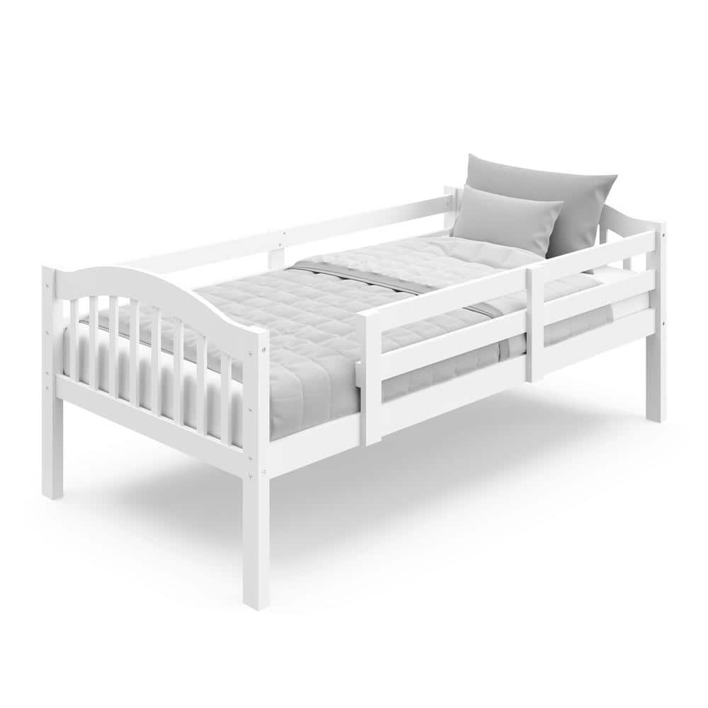 White Twin Mission Wood Bunk Bed with Headboard and Slats