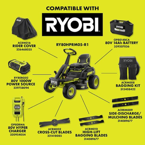 RYOBI R1 80V HP Brushless Battery Cordless Electric 30 in. Riding