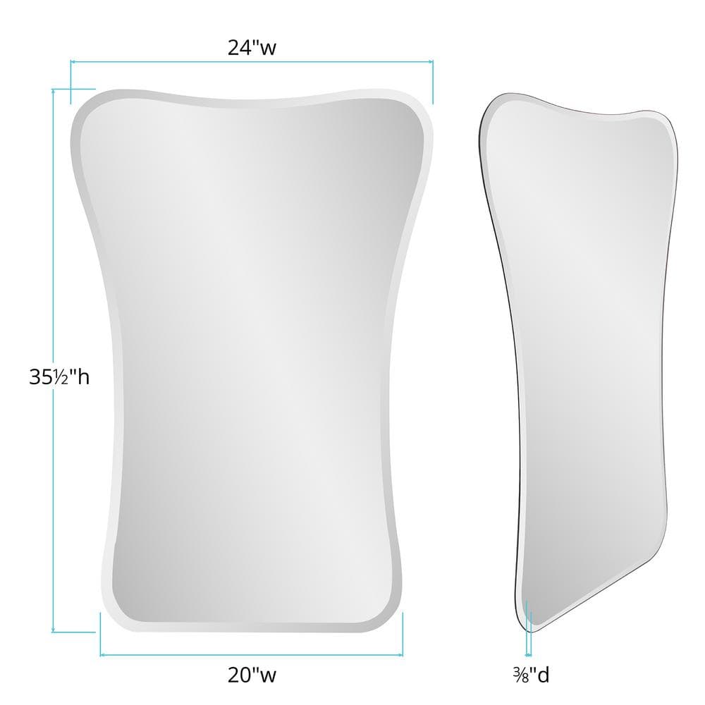Flared Frameless Rectangular Beveled Wall Mirror 24"x35.5"