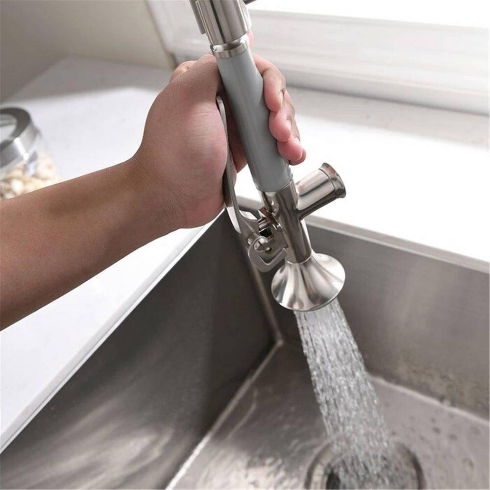 Brushed Nickel High-Arc Kitchen Faucet with Pull-out Spray