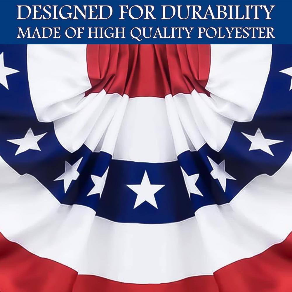 4 Pack 1.5x3Ft American Patriotic Polyester Pleated Fan Flags