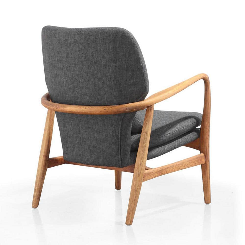Bradley 28" Gray Linen Weave Mid-Century Modern Accent Chair