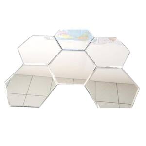 Reflections Silver Beveled Hexagon 8 in. x 8 in. Glass Mirror Decorative Peel and Stick Tile (21 sq. ft./Case)