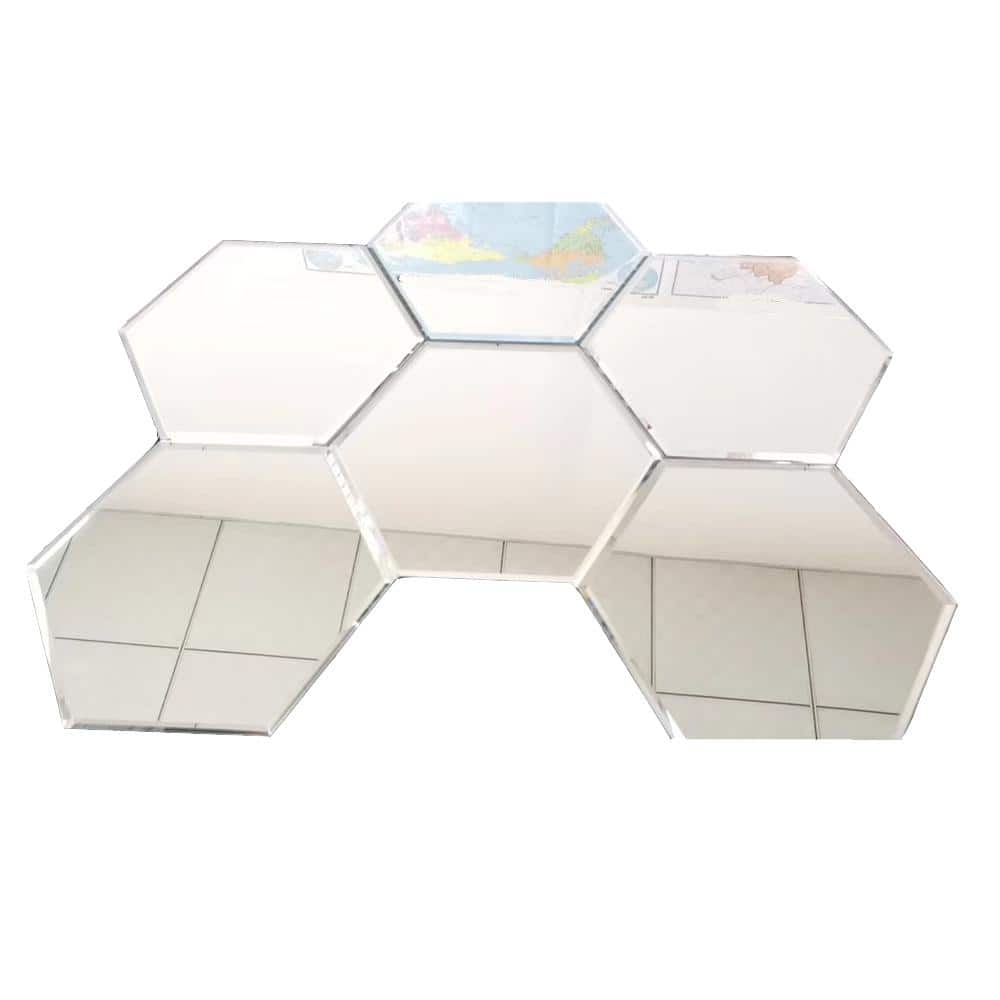 12Pcs Reflective Hexagon Mirror Sheets Self-Adhesive Mirror Tiles