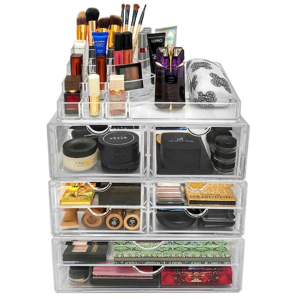 Sorbus 13.5 in. W x 8.75 in. H Stackable 1-Cube Cosmetic Organizer in Acrylic MUP-LSET2-245 - The Depot