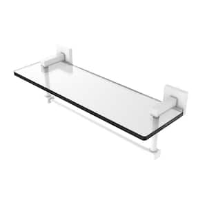 Montero 16 in. Glass Vanity Shelf with Integrated Towel Bar in Matte White