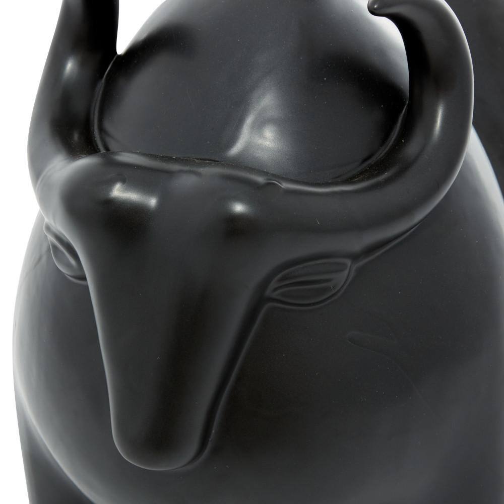 Elegant Noir 13'' Porcelain Bull Statue - Handcrafted Decor