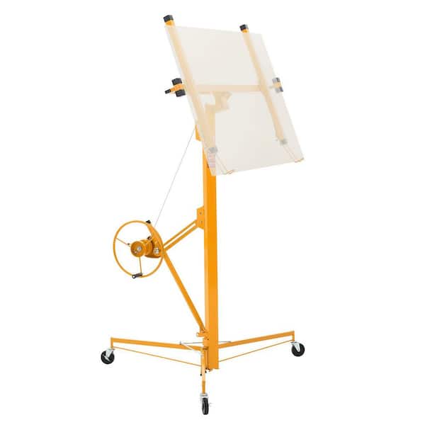 16 ft. Drywall Lift, 150 lbs. Heavy-Duty Panel Hoist with Lockable Wheels and Telescoping Arm, for Ceiling and Wall Use