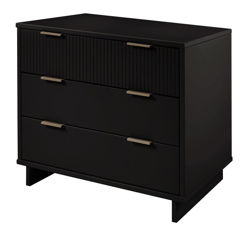 Granville Black Glam Horizontal Dresser with Soft Close Drawer