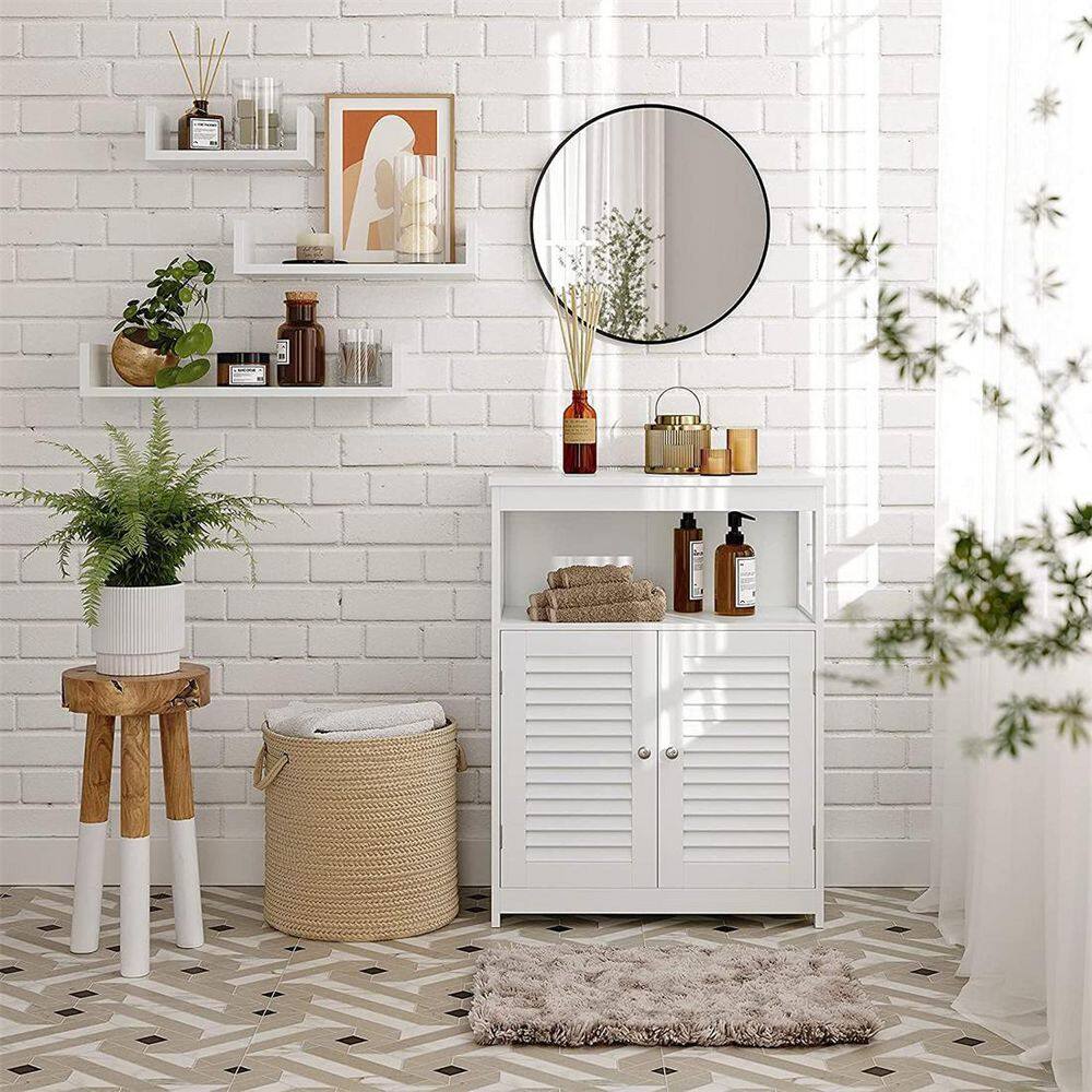 White MDF Living Room Cabinet with Adjustable Shelving