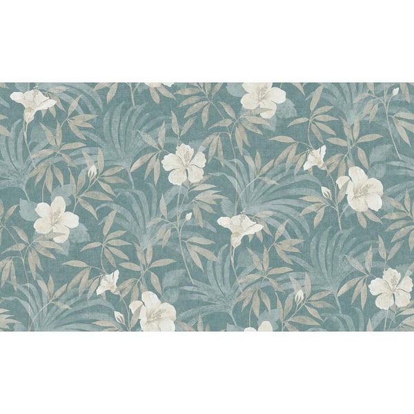 Advantage Malecon Aqua Floral Wallpaper Sample