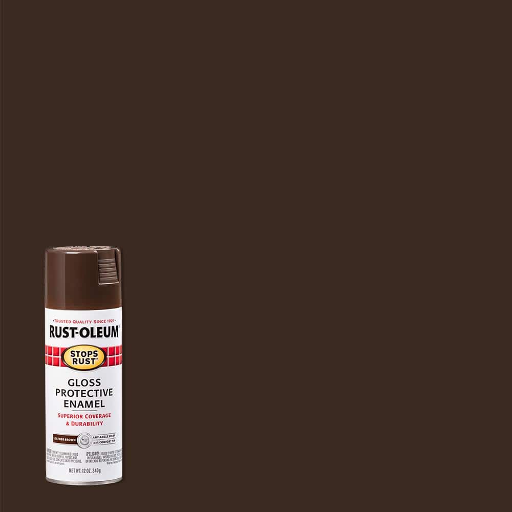 Rust-Oleum Spray Paint, Leather Brown, Gloss, 12 oz. 1674830