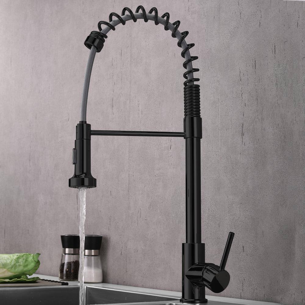 Black Stainless Steel Pull-Out Spray Kitchen Faucet