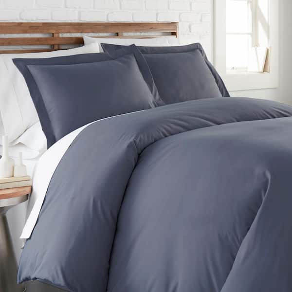 SOUTHSHORE FINE LINENS Vilano Classic 3-Piece Steel Blue Full/Queen Micorfiber Duvet Cover Set