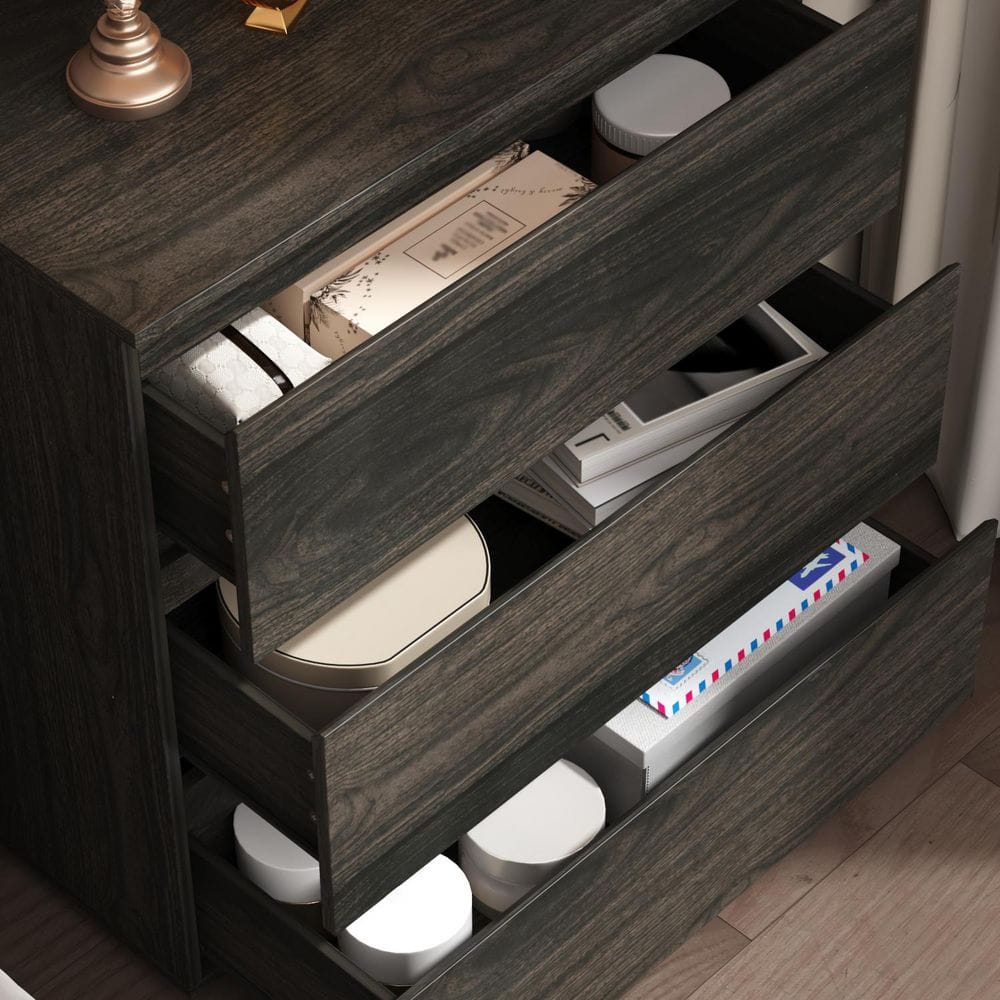 3-Drawer Black Wood Nightstand End Table 30.3 in. W x 32.3 in. H x 15.7 in. D - thumbnail 7
