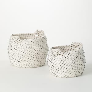 SULLIVANS 12.5 and 9 Brown Woven Fabric Wall Storage Basket (Set of 2)  N2769 - The Home Depot