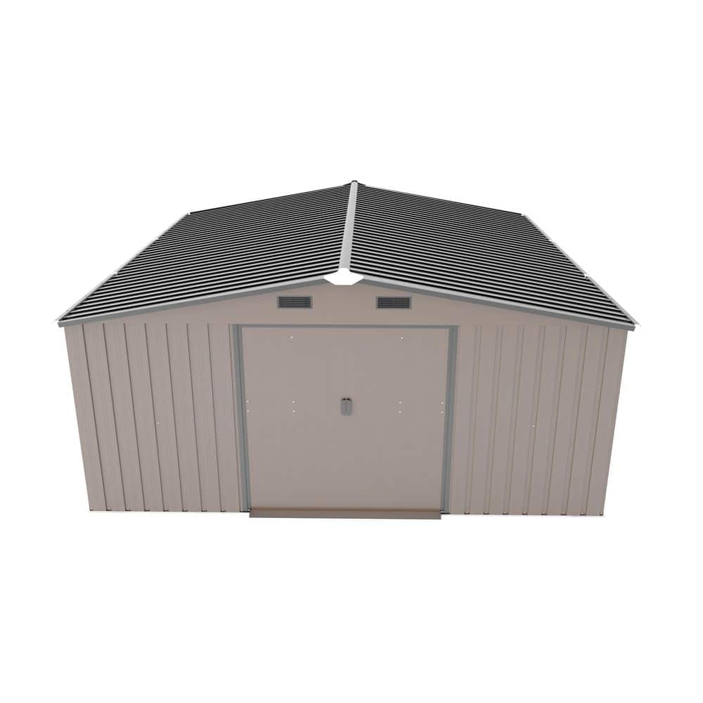 Zeus & Ruta 12 ft. W x 10 ft. D Brown Metal Outdoor Storage Shed