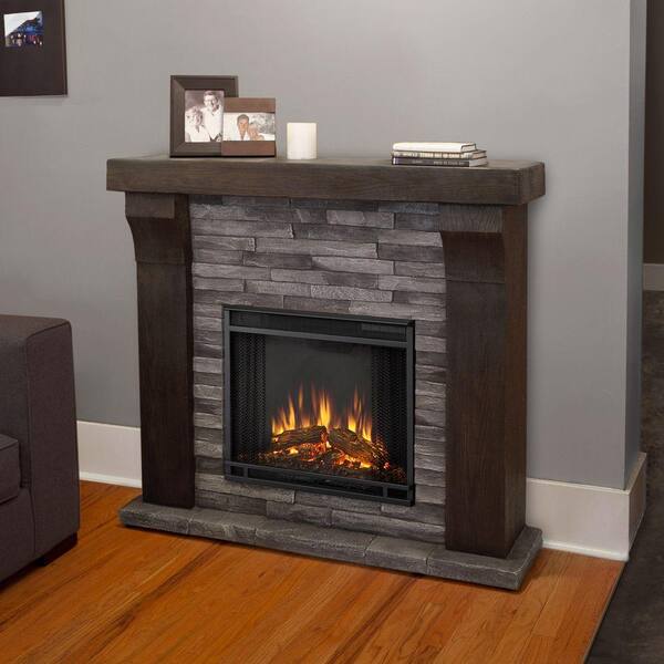 Real Flame Avondale 48 in. Cast Electric Fireplace in Gray Ledgestone