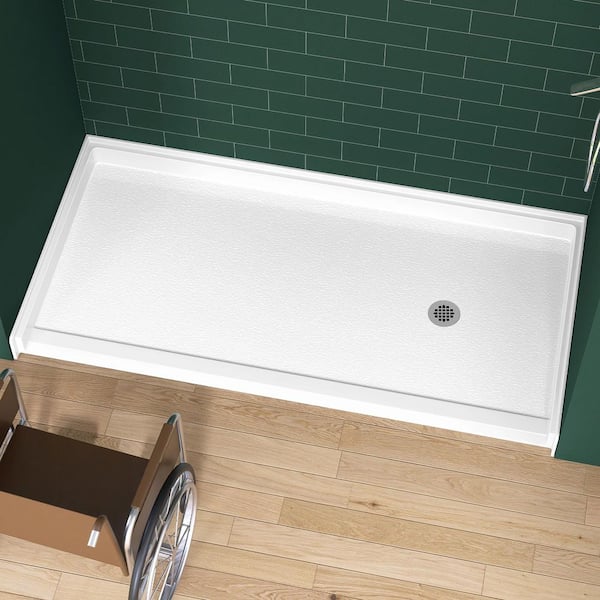 Zeafive 72 in. L x 36 in. W Alcove Acrylic ADA Shower Pan Base