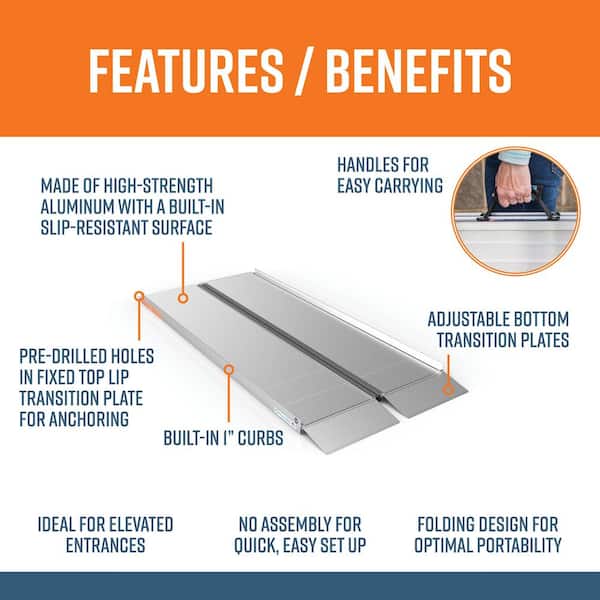 SUITCASE 6 ft. Singlefold Portable Aluminum Wheelchair Ramp