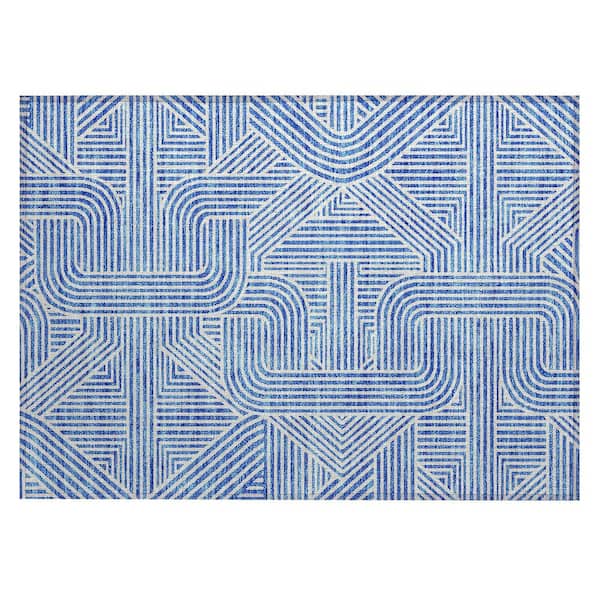 Chantille Machine Washable Indoor/Outdoor Abstract ACN917 Blue 1 ft. 8 in. x 2 ft. 6 in. Area Rug