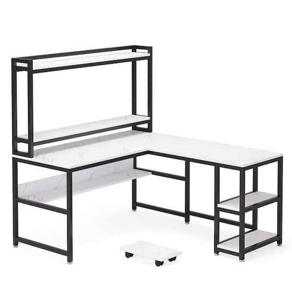 TRIBESIGNS WAY TO ORIGIN Perry 59 in. Reversible LShaped White Wood