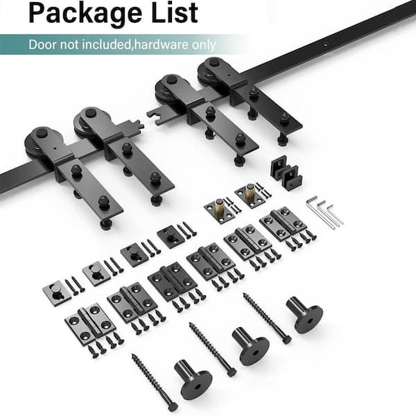 WINSOON 4 ft. /48 in. I Shape Frosted Black Bi-Folding Sliding Barn Door Hardware Track Kit for 4-Doors