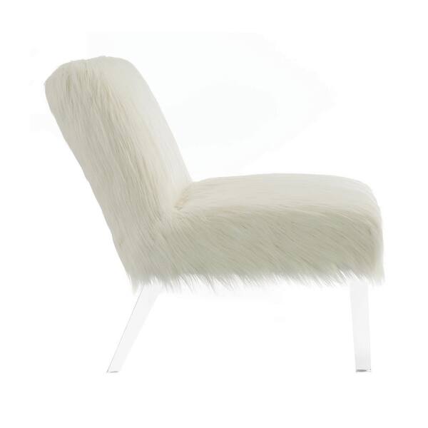 Ana Luxe Fur with White Powder Coated Metal Leg Accent Chair, Rose