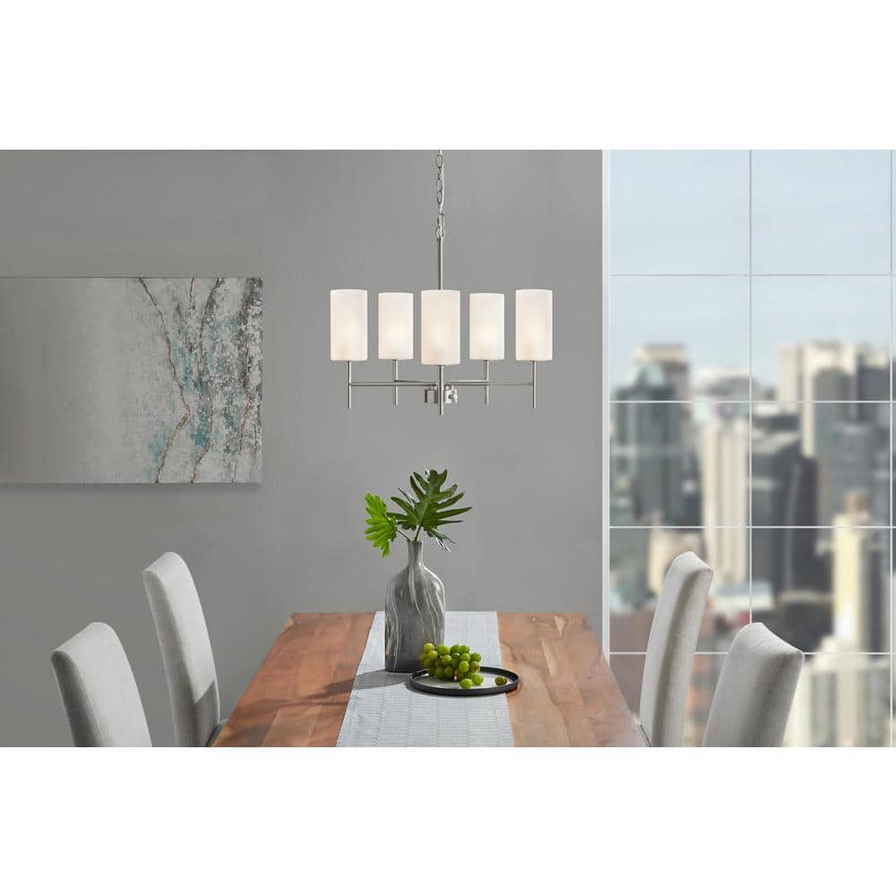5 Light Modern Brushed Nickel Finish Chandelier With Glass Shades price history on PriceWatchPro