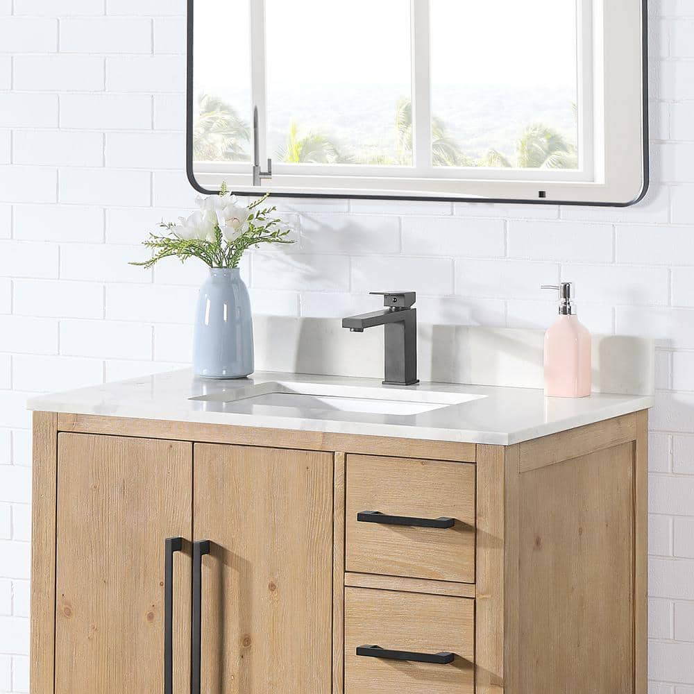 Arbios 36" Calacatta White Quartz Vanity Top with Sink