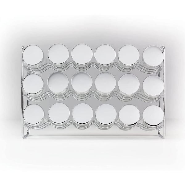 Polder Compact 18-Jar Spice Rack, Chrome, 11 x 3.5 x 7.5