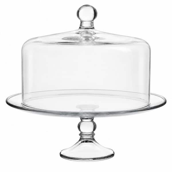 Glass Cake Stand with Dome Lid and Elegant Curved Footed for Desserts, Covered Cake Stand for Versatile Serving Dish