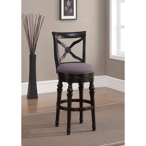 American Heritage Livingston 30 in. Antique Black Cushioned Bar Stool