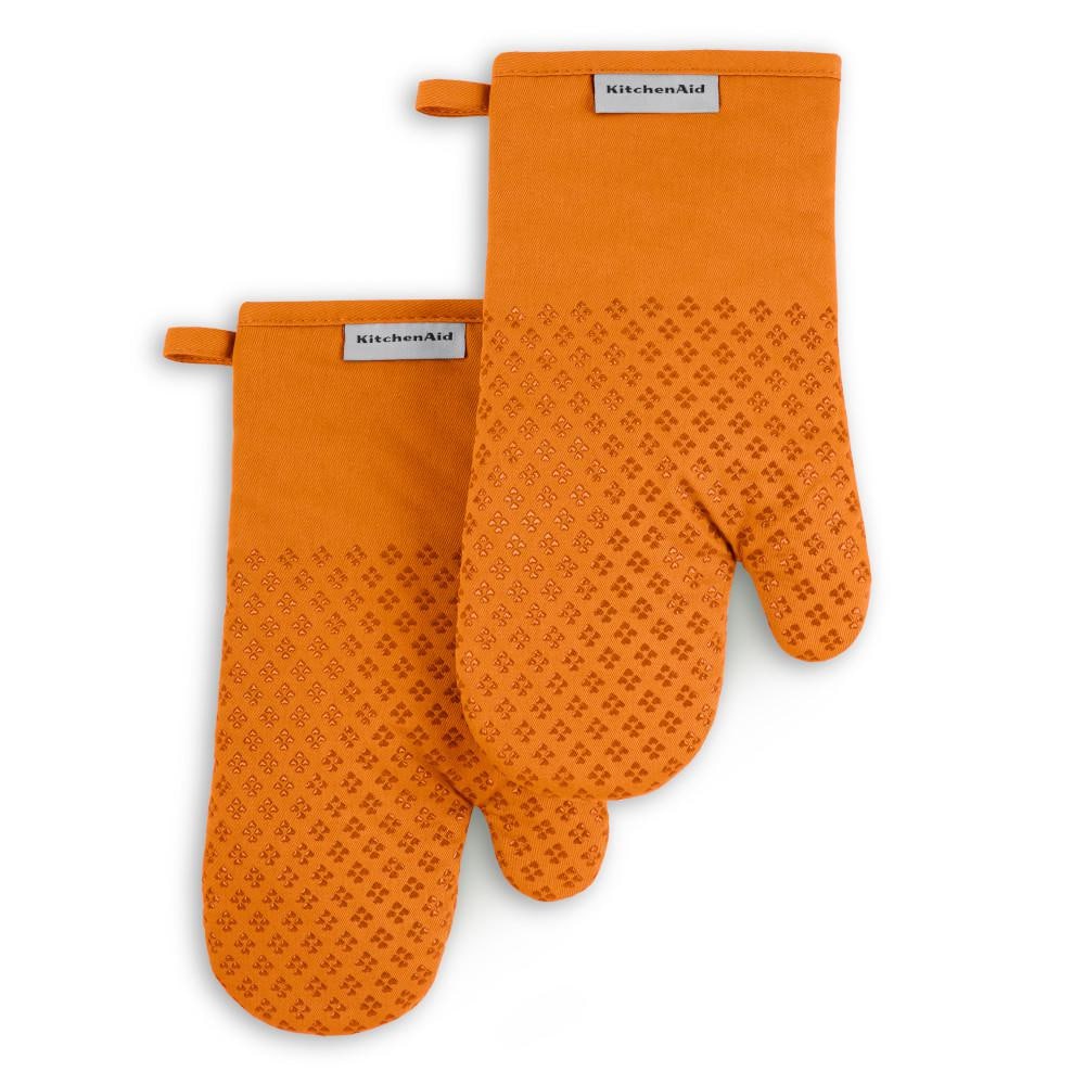 KitchenAid Asteroid Silicone Grip Honey Orange Oven Mitt Set (2-Pack)