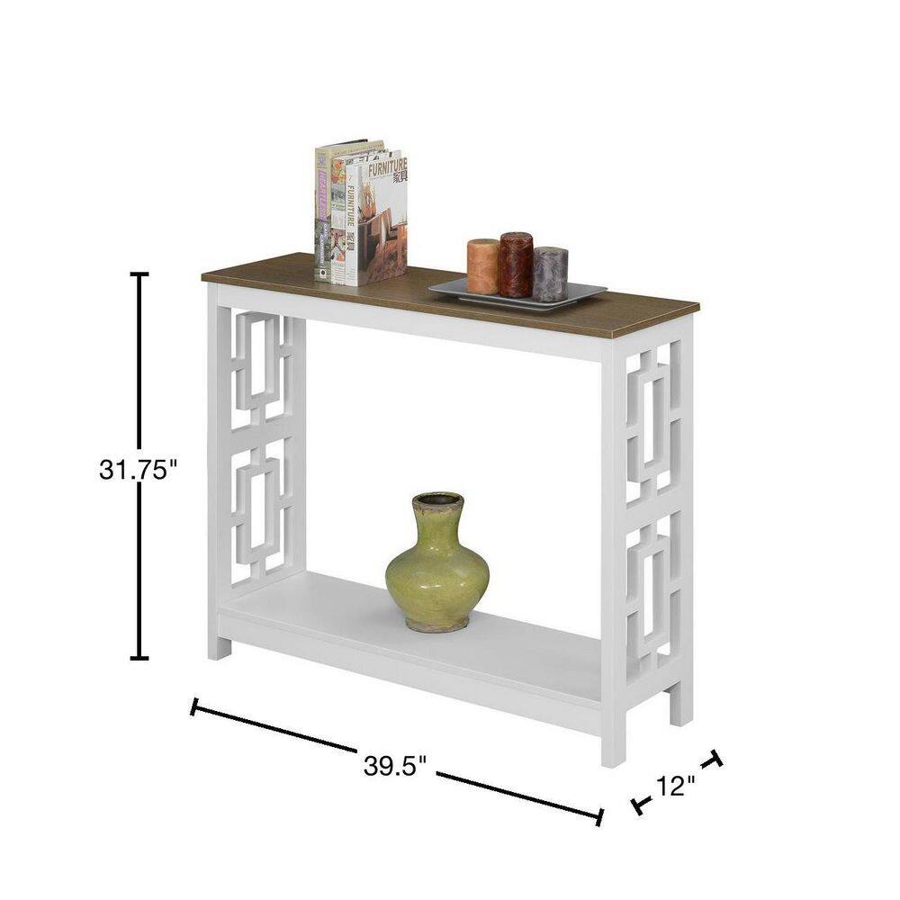 Driftwood and White Wood Console Table with Storage Shelf