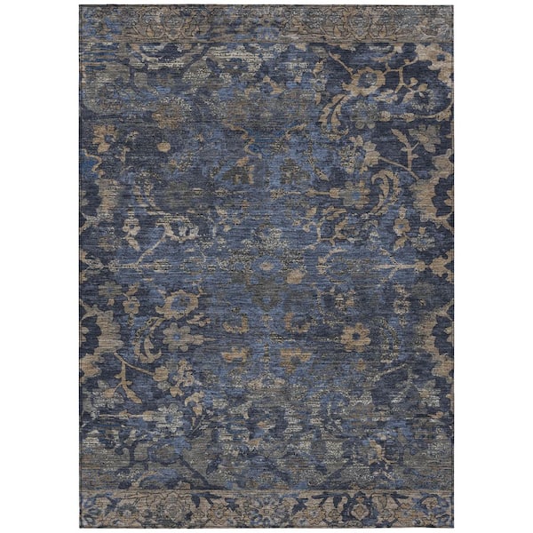Chantille Machine Washable Indoor/Outdoor Abstract ACN3165 Navy 8 ft. x 10 ft. Area Rug