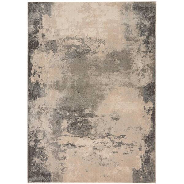 Nourison Maxell Ivory/Grey 4 ft. x 6 ft. Abstract Contemporary Area Rug