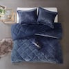 Intelligent Design Isabel 4-Piece Navy Full/Queen Velvet Comforter Set ID10-1661  - The Home Depot