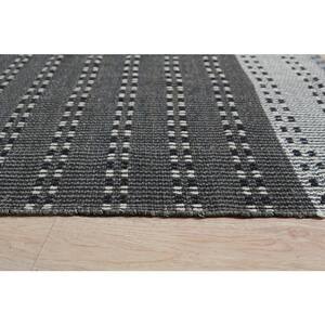 Hand-Knotted Charcoal 10 ft. x 14 ft. Wool Contemporary Flat Weave Area Rug