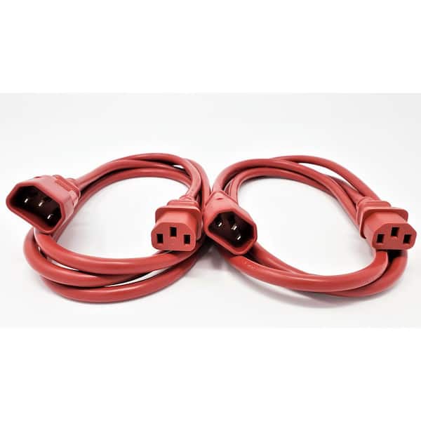 Micro Connectors, Inc 6 ft. 18 AWG AC Power Extension Cord UL Approved C13 to C14 in Red (2 per Box)