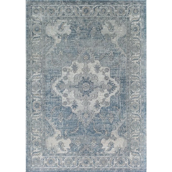 Rugs America Milford Silver Estate White Area Rug - 2 X 8