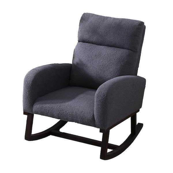 Unbranded Dark Gray Modern Velvet Upholstered Accent Rocking Chair