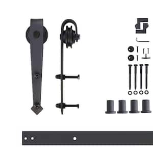 5 ft./60 in. Black Rustic Non-Bypass Sliding Barn Door Hardware Kit Arrow Design Roller for Single Door