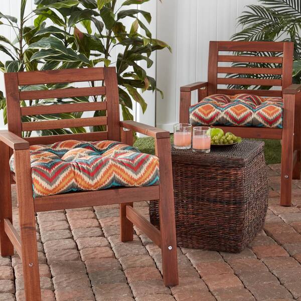 Greendale Home Fashions 21 in. x 42 in. Outdoor Dining Chair Cushion Sunset Multi-Color Stripe (2-Pack)