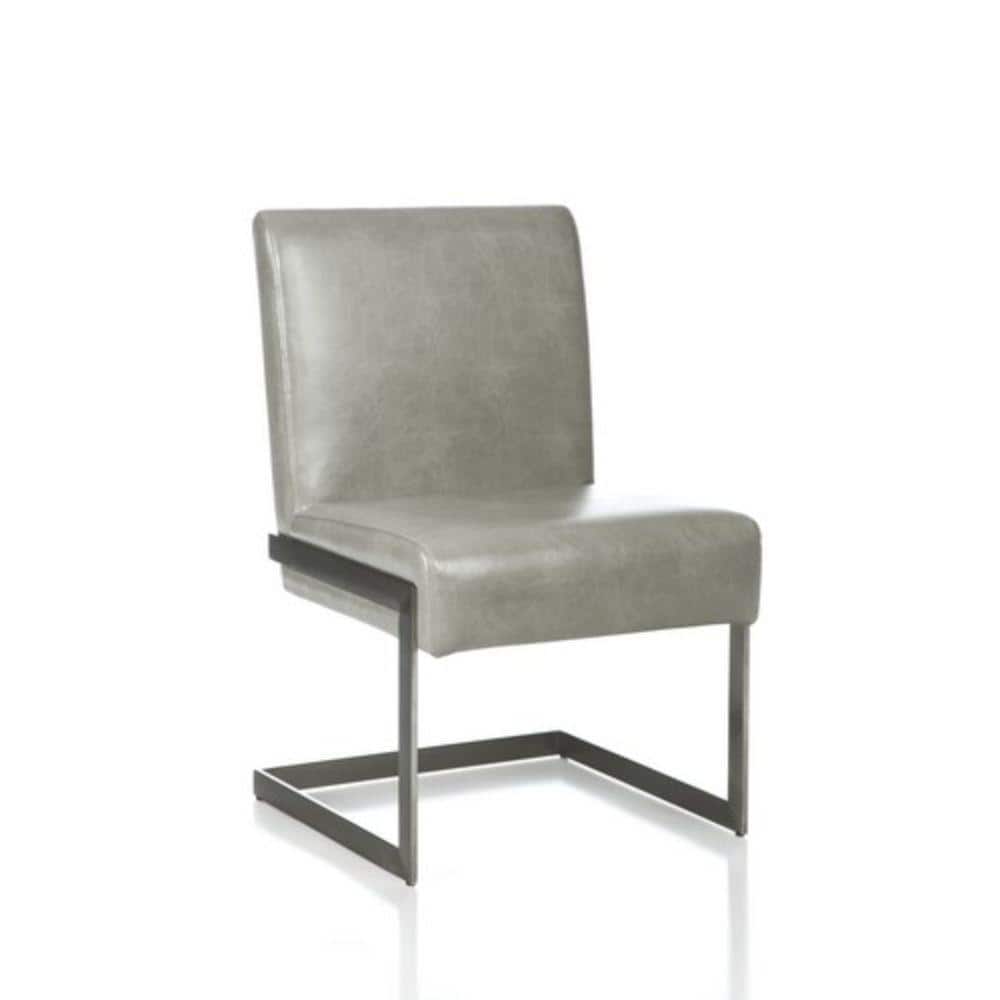 Benjara Gray Upholstered with Dining Chair with Cantilever Base BM206642 The Home Depot