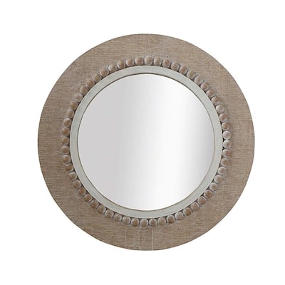 Medium Round Brown Classic Mirror (23.5 in. H x 23.5 in. W)