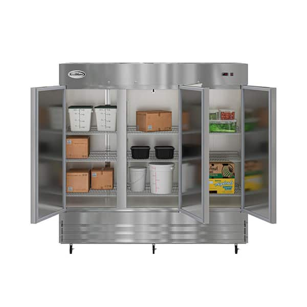 Koolmore 3 Door Commercial Reach In Refrigerator in Stainless-Steel 81 in. 72 cu. ft