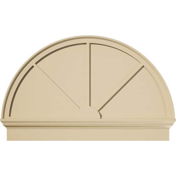 Ekena Millwork 44-in W x 28-3/4-in H x 2-3/4-in P Half Round 3 Spoke Signature Urethane Combination Pediment, Primed Tan